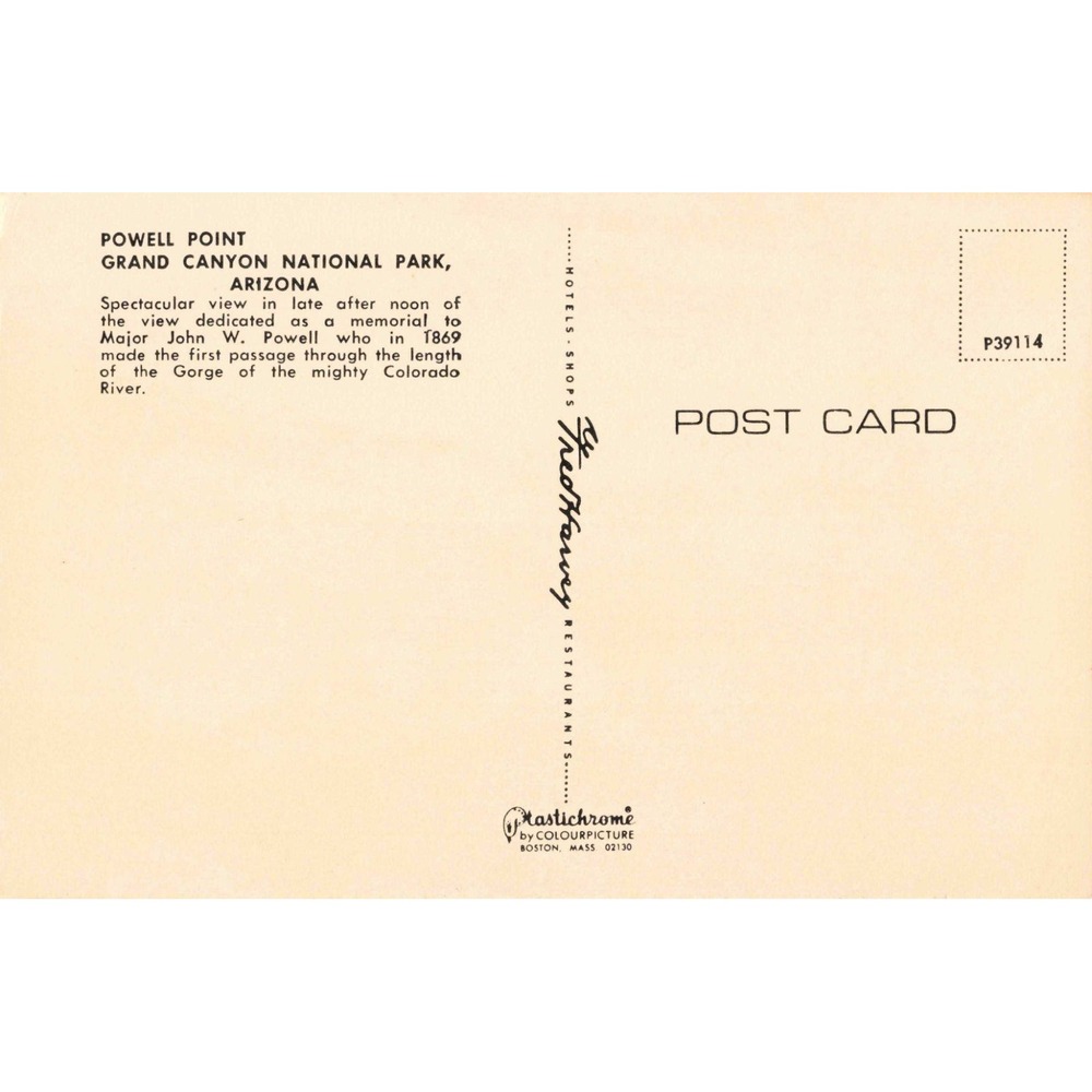 Vintage Powell Point Grand Canyon National Park Arizona Plastichrome Postcard - Picture 2 of 2